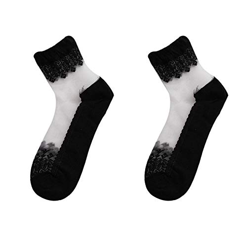 1 Paar Damen Damen Ultradünne Transparente Söckchen Spitze Elastische Kurze Socke Schwarz Professional und Fashion von Generic