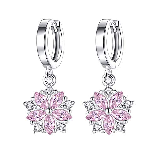 1 Paar Damen-Ohrringe Clip Rose Blume Strass Anhänger Drop Dangle Ohr Ohrstecker Schmuck Zubehör Geschenk Zuverlässige Qualität von Generic