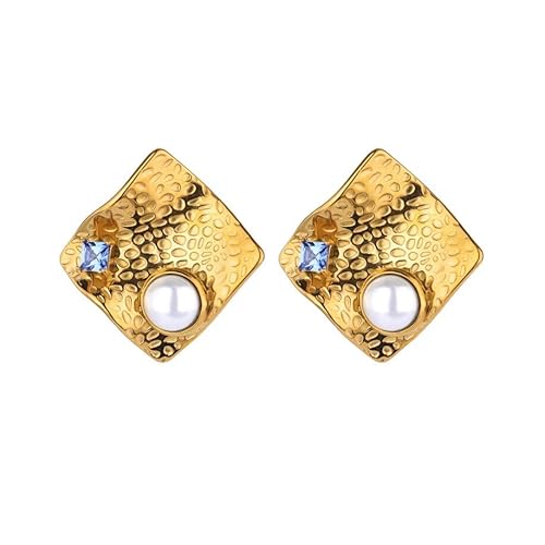 1 Paar Edelstahl goldene Farbe hohle Nachahmung Perlen Stern Piercing Ohrring für Frauen von Generic