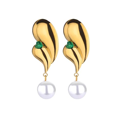 1 Paar Edelstahl goldene Farbe hohle Nachahmung Perlen Stern Piercing Ohrring für Frauen von Generic