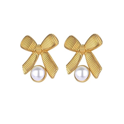 1 Paar Edelstahl goldene Farbe hohle Nachahmung Perlen Stern Piercing Ohrring für Frauen von Generic