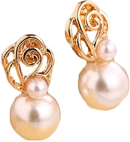 1 Paar Frauen Mode Kunstperle Ohrstecker Ohrringe Party Hochzeit Braut Elegant Ohrring Schmuck Geschenk für Frauen Mädchen Zufällig von Generic