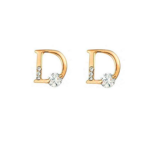 1 Paar Frauen Mode Schmuck fein schaumig Farbe Gold Zirkonia Buchstabe in D-Form Individualität Ohrringe robust und praktisch von Generic