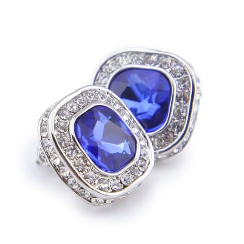 1 Paar Herren-Ohrringe aus vergoldeter Legierung im Hip-Hop-Stil mit bunten Edelsteinen von Generic