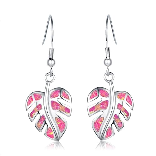 1 Paar Legierung Elegantes Temperament Boho Synthese Opal Blätter Form Ohrringe für Frauen von Generic
