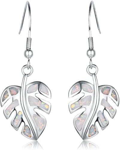 1 Paar Legierung Elegantes Temperament Boho Synthese Opal Blätter Form Ohrringe für Frauen von Generic