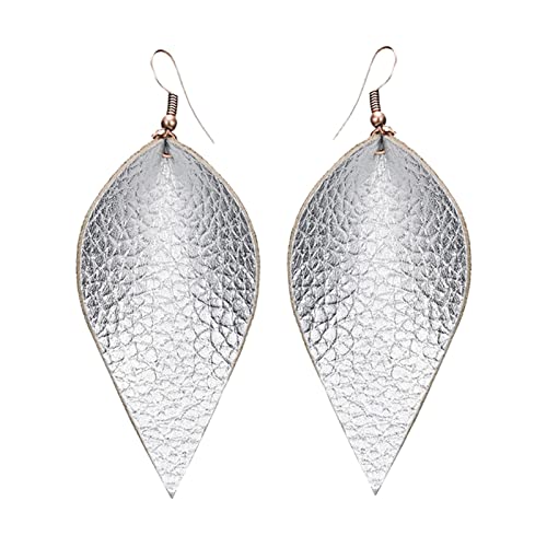 1 Paar Ohrringe Blatt Ohrringe Handarbeit Leicht Tropfen Leder Ohrringe Ohrringe Ohrring Silber, B, Einheitsgröße von Generic