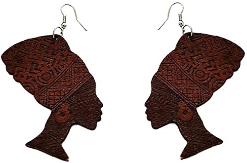 1 Paar Ohrringe aus Holz, geometrisch, Turban, Damen, afrikanischer Kopf, Haken, Ohrringe, Schmuck, Geschenke von Generic