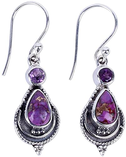 1 Paar Ohrringe im Vinatge-Stil, elegant, aus Silber, für Frauen, Schmuck, Zubehör, Charms, Geschenk, Violett, Strass von Generic