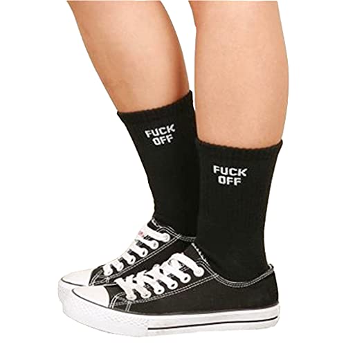 1 Paar Socken Socken Unisex Modesocken Damen Herren Englisch FUCK OFF, Schwarz Eine liebevolle Handarbeit Useful and Professional von Generic