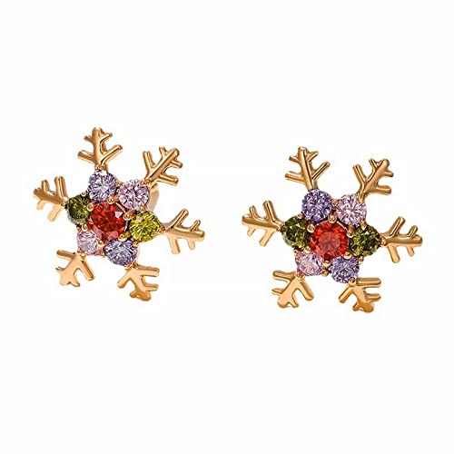 1 Paar Weihnachts-Ohrstecker für Damen, Weihnachtsbaum, Strass, Schneeflocke, bunte Ohrringe, Weihnachtsgeschenke, Western-Ohrringe, Pink-1, Einheitsgröße von Generic