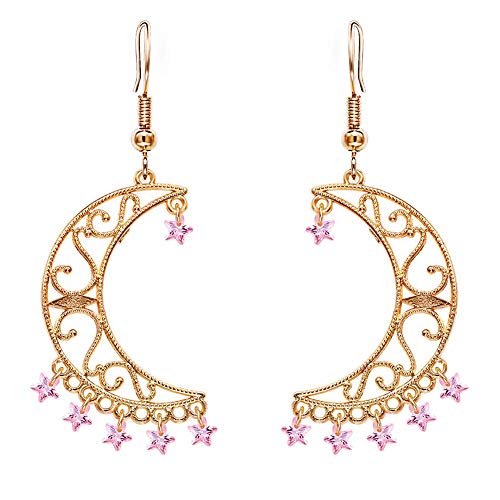 1 Paar goldfarbene Mond-Quasten-Ohrringe für Damen, Mädchen, Ohrstecker, Schmuck, Zubehör, Liebe, praktisches Geschenk von Generic