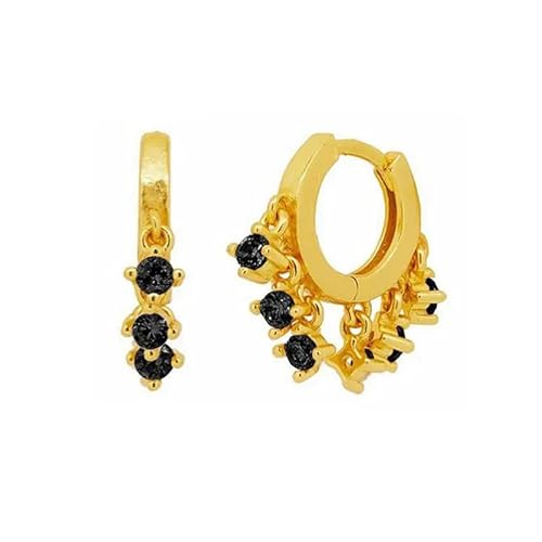 1 Paar vergoldete Kupfer-Silbernadel-Creolen mit buntem Zirkonia für Damen von Generic