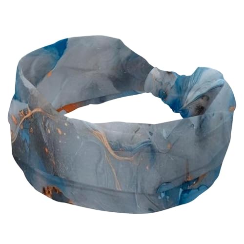 1 Packung Stirnbänder für Damen, rutschfest, elastisch, Sport-Haarbänder für Damen, weiches Stoff-Stirnband für Workout, Yoga, modisches Haarzubehör, Kunst-Marmor-1427 von Generic
