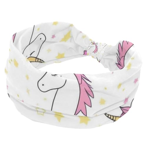 1 Packung Stirnbänder für Damen, rutschfest, elastisch, Sport-Haarbänder für Damen, weiches Stoff-Stirnband für Workout, Yoga, modisches Haarzubehör, farbiges Einhorn von Generic