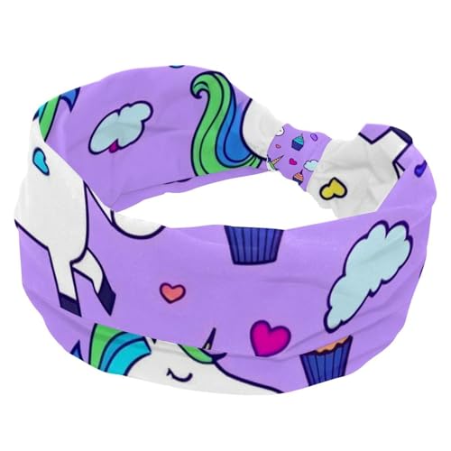 1 Packung Stirnbänder für Damen, rutschfest, elastisch, Sport-Haarbänder für Damen, weiches Stoff-Stirnband für Workout, Yoga, modisches Haarzubehör, farbiges Einhorn von Generic