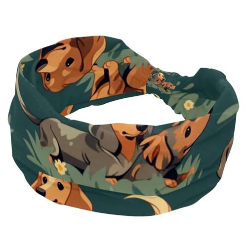 1 Packung breite Stirnbänder für Damen, elastisches Stirnband, Cartoon-Hund, 28 Stirnbänder, Damen-Haarband, Turban, Workout, weiches Schweiß-Haarband, Zubehör von Generic