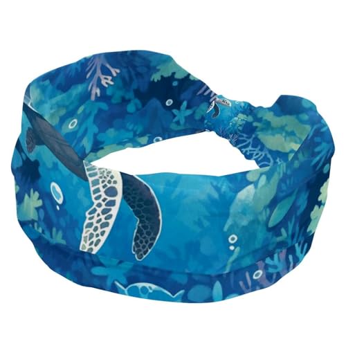 1 Packung breite Stirnbänder für Damen, elastisches Stirnband, Marine-Korallenschildkröten-Stirnbänder, Damen-Haarband, Turban, Workout, weiches Schweiß-Haarband, Zubehör von Generic