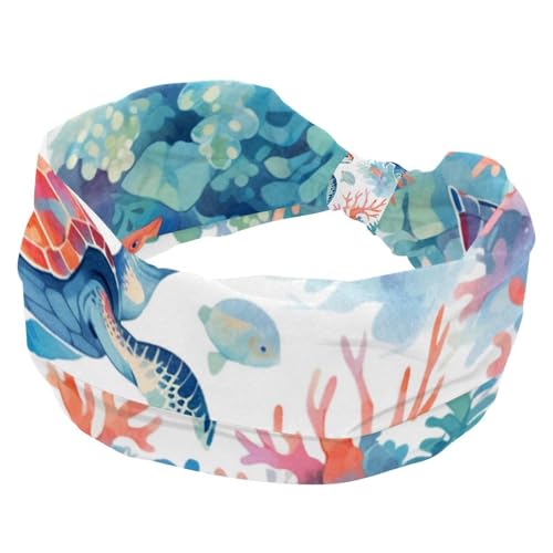 1 Packung breite Stirnbänder für Damen, elastisches Stirnband, Marine-Korallenschildkröten-Stirnbänder, Damen-Haarband, Turban, Workout, weiches Schweiß-Haarband, Zubehör von Generic