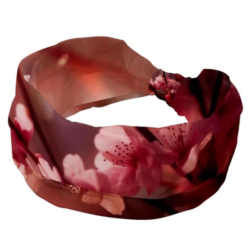 1 Packung breite Stirnbänder für Damen, elastisches Stirnband, ästhetisch, rosa Kirschblüte, 487 Stirnbänder, Damen-Haarband, Turban, Workout, weiches Schweiß-Haarband, Zubehör von Generic