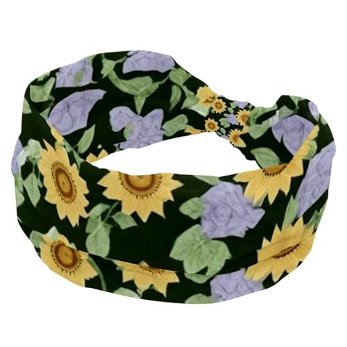 1 Packung breite Stirnbänder für Damen, elastisches Stirnband, ästhetische Sonnenblumen-358 Stirnbänder, Damen-Haarband, Turban, Workout, weiches Schweiß-Haarband, Zubehör von Generic