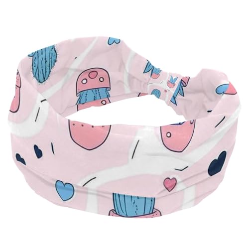 1 Packung breite Stirnbänder für Damen, elastisches Stirnband, buntes Kaktus-481, Haarband, Damenhaarband, Turban, Workout, weiches Schweiß-Haarband, Zubehör von Generic