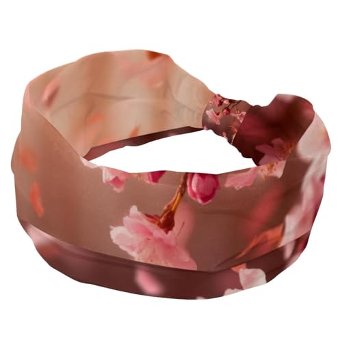 1 Packung breite Stirnbänder für Damen, elastisches Stirnband, rosa Kirschblüten, 376 Stirnbänder, Damen-Haarband, Turban, Workout, weiches Schweiß-Haarband, Zubehör von Generic