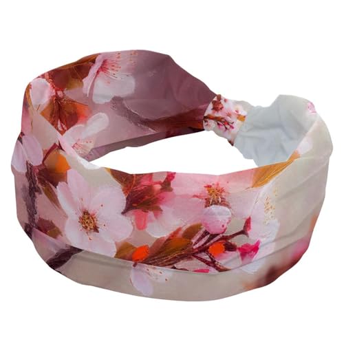 1 Packung breite Stirnbänder für Damen, elastisches Stirnband, rosa Kirschblüten-409 Stirnbänder, Damen-Haarband, Turban, Workout, weiches Schweiß-Haarband, Zubehör von Generic