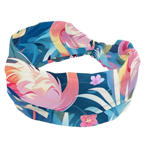 1 Packung breite Stirnbänder für Damen, elastisches Stirnband, rosa Kunst, Flamingo-517, Stirnbänder, Damen-Haarband, Turban, Workout, weiches Schweiß-Haarband, Zubehör von Generic