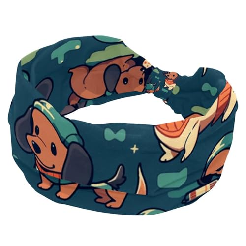1 Packung breite Stirnbänder für Frauen, elastisches Stirnband, Cartoon-Hund, 49 Stirnbänder, Damen-Haarband, Turban, Workout, weiches Schweiß-Haarband, Zubehör von Generic