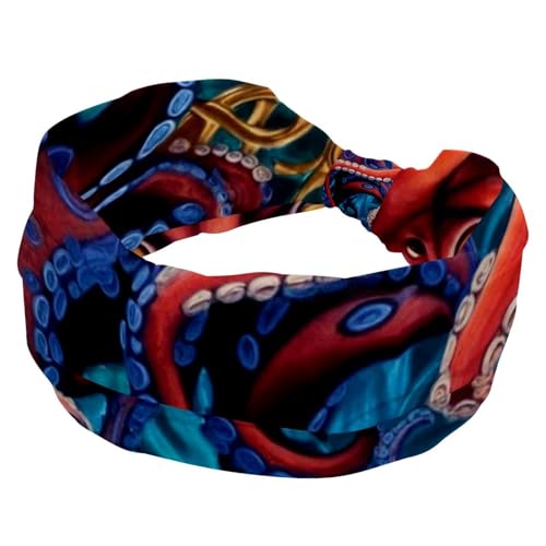 1 Packung breite Stirnbänder für Frauen, elastisches Stirnband, Cartoon-Oktopus-Stirnbänder, Damen-Haarband, Turban, Workout, weiches Schweiß-Haarband, Zubehör von Generic