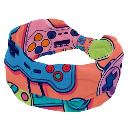 1 Packung breite Stirnbänder für Frauen, elastisches Stirnband, Kunst-Game-Controller-1084, Stirnbänder, Damen-Haarband, Turban, Workout, weiches Schweiß-Haarband, Zubehör von Generic