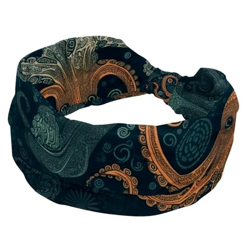 1 Packung breite Stirnbänder für Frauen, elastisches Stirnband, Ozean-Kraken-Stirnbänder, Damen-Haarband, Turban, Workout, weiches Schweiß-Haarband, Zubehör von Generic