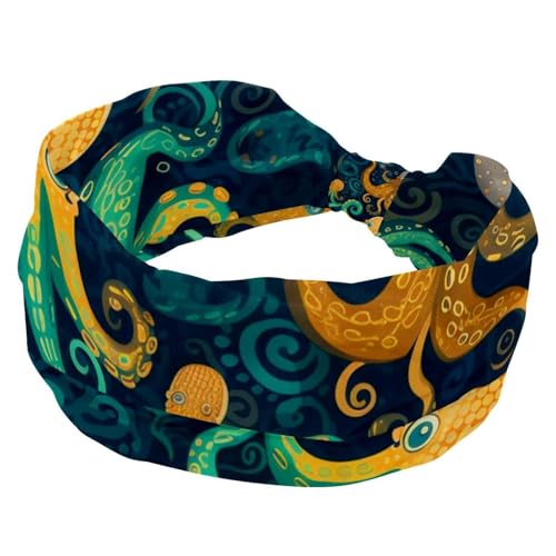 1 Packung breite Stirnbänder für Frauen, elastisches Stirnband, Ozean-Kraken-Stirnbänder, Damen-Haarband, Turban, Workout, weiches Schweiß-Haarband, Zubehör von Generic