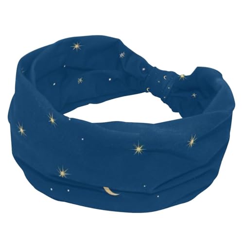 1 Packung breite Stirnbänder für Frauen, elastisches Stirnband, Sterne und Mond, Stirnbänder, Damen-Haarband, Turban, Workout, weiches Schweiß-Haarband, Zubehör von Generic