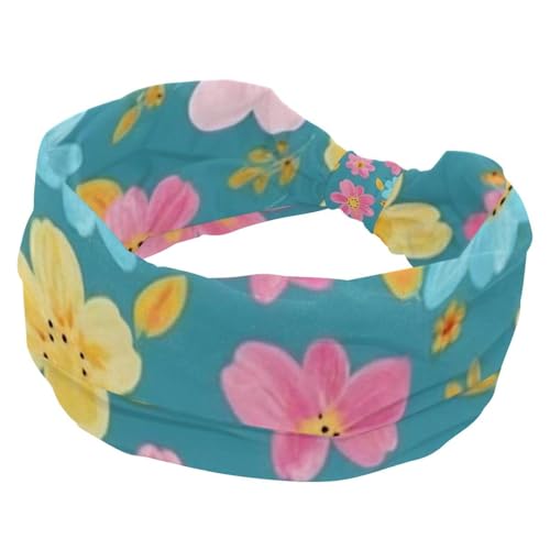1 Packung breite Stirnbänder für Frauen, elastisches Stirnband, ästhetische Kunst, Blume, Stirnbänder, Damen-Haarband, Turban, Workout, weiches Schweiß-Haarband, Zubehör von Generic