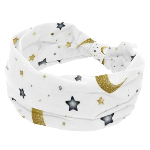1 Packung breite Stirnbänder für Frauen, elastisches Stirnband, ästhetische Sterne und Mond, Stirnbänder, Damen-Haarband, Turban, Workout, weiches Schweiß-Haarband, Zubehör von Generic