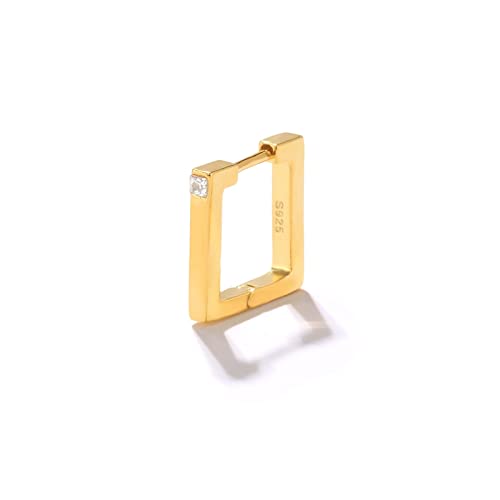1 STÜCK Sterling Silber Einfache Punk Zirkonia Quadrat Piercing Huggie Creolen für Frauen von Generic