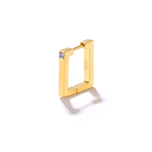 1 STÜCK Sterling Silber Einfache Punk Zirkonia Quadrat Piercing Huggie Creolen für Frauen von Generic