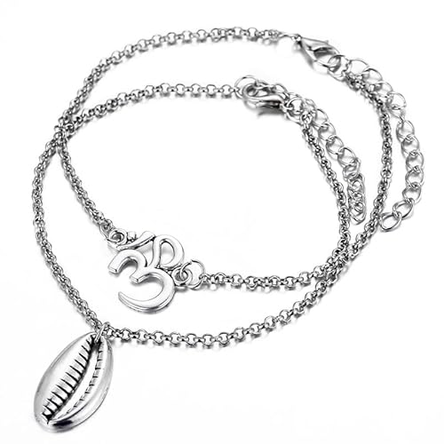 1 Set Mode Silber Farbe Muschel Fußkettchen Frauen Party Strand Fuß Schmuck Bein Kette Fußkettchen Armband Zubehör Geschenk von Generic