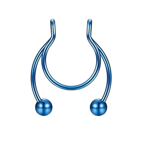 1 Stück Nasenringe Hoop 18 Gauge Non Piercing Edelstahl Clip On Faux Septum Clicker Nase Hoop Ring Piercings Schmuck für Frauen Männer Stud Piercing, blau, Einheitsgröße, Personalisiert von Generic