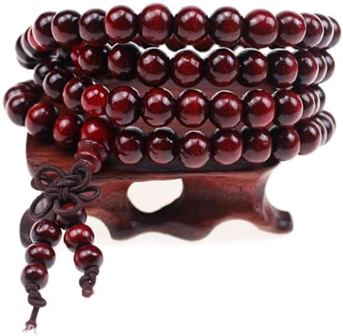 1 Stück Naturholz 108 Perlen Armband Mala Gebet Halskette Link Handgelenk tragen (8 mm, vier Kreise), Geschenk für Sie oder Ihn von Generic