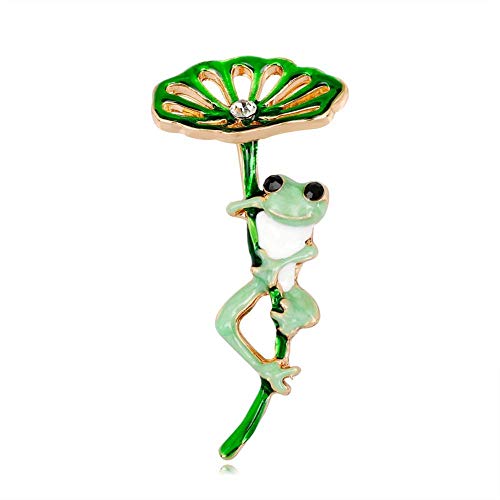 1 x Green Lotus Frog Brosche Pin Frauen Corsage Halskette Revers Badge Schmuck Schals Clip Lady Schmuck Tasche Ornament Männer Geschenk Neu von Generic