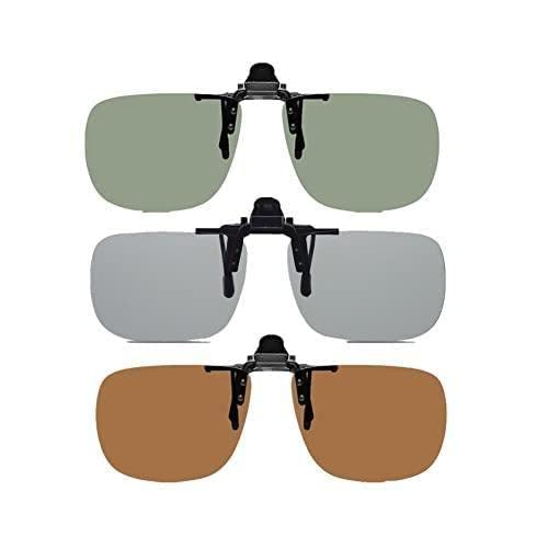 1 x Sonnenbrillen-Clip, Unisex, polarisiert, Tag-Nachtsicht, aufklappbar, für Out-Fahrbrille, 400 Sonnenbrillen, Reiten, 3 Stück von Generic