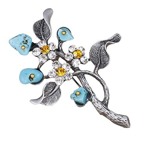 1 x blaue Perle Baum Brosche Emaille Brosche Schmuck Corsage Knopf Kleid Schal Clip Tasche Ornament praktisch von Generic