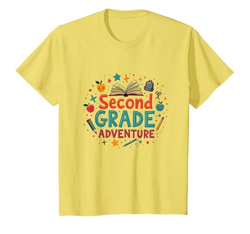 1. Tag der 2. Klasse Mädchen-Abenteuer T-Shirt, Kinder, Gelb, 116 von Generic