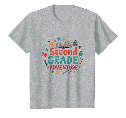 1. Tag der 2. Klasse Mädchen-Abenteuer T-Shirt, Kinder, Grau Meliert, 116 von Generic