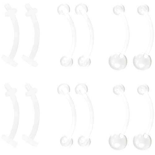 Clear Piercing Retainers für Frauen Männer 12 stk Acryl 14 G Bauchnabelpiercing Kunststoff Nabelpiercing Set Plastik 16 G Augenbrauenpiercing Nasenpiercing Zungenpiercing Bar Kit von Generic