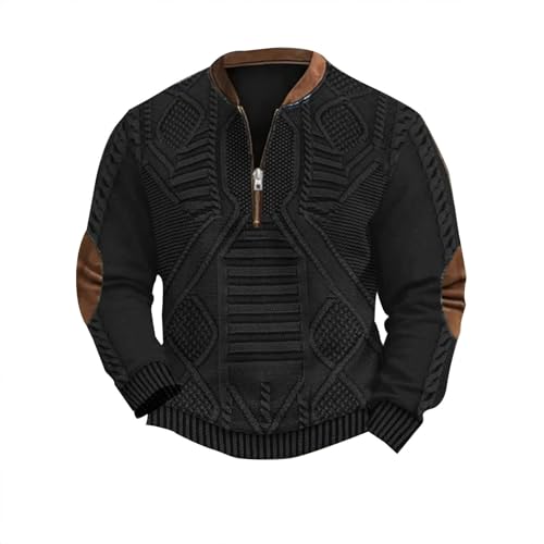 10 Euro Artikel Herren Rollkragenpullover Zip Pullover Winterpullover Turtleneck Sweater Pulli Arbeitspullover Warm Langarmshirt Strickpullover Wintermantel Herren Lang 5Xl von Generic