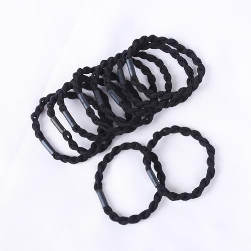 10 STÜCKE Bunte Zopf Hochelastische Haarbänder Basic Schwarz 5 CM Nylon Gummibänder Frauen Mädchen Pferdeschwanzhalter Haar-accessoires Set(Black) von Generic
